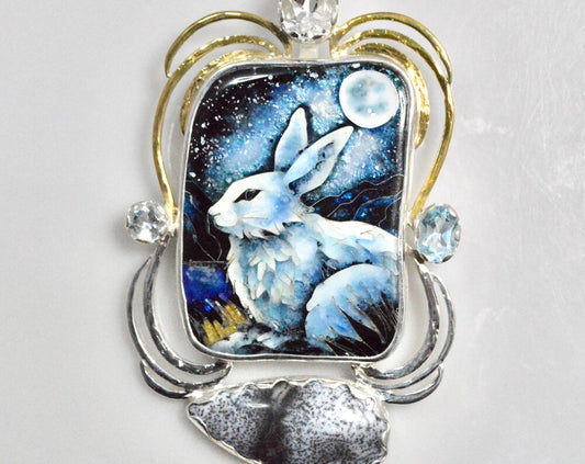 White hare and full moon